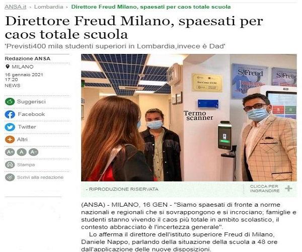 ANSA Direttore Freud Milano, spaesati per caos totale scuola - Scuola Freud