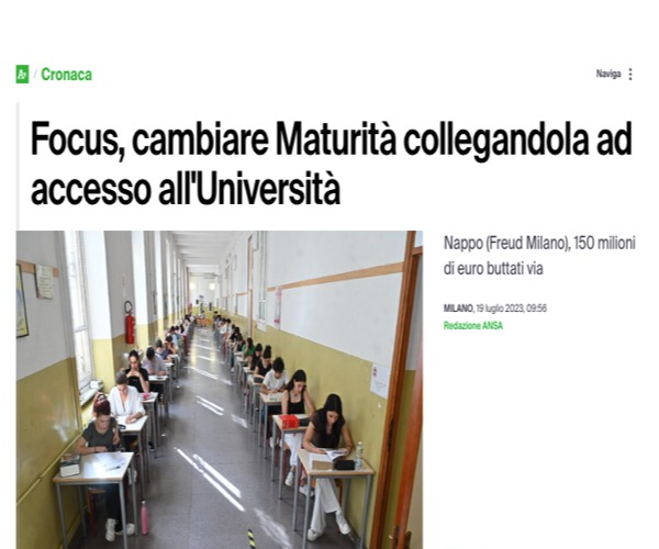 ANSA - CAMBIARE MATURITÀ COLLEGANDOLA AD ACCESSO ALL'UNIVERSITÀ